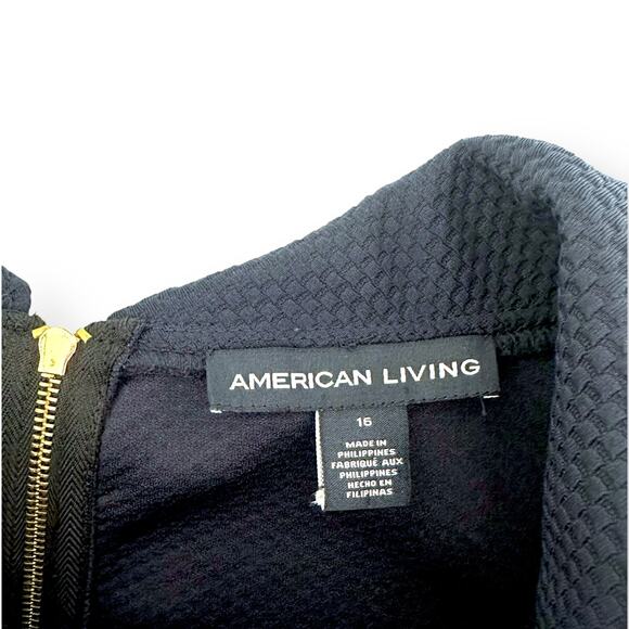 American Living Women's Cowl-Neck Sheath Dress Size 16 Navy Blue Sleeveless - Picture 6 of 9